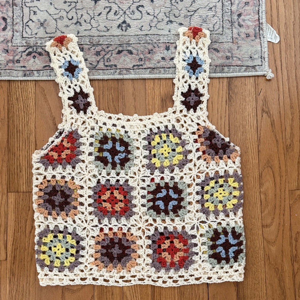 POL Multicolor Crochet Patchwork Tank - image 3